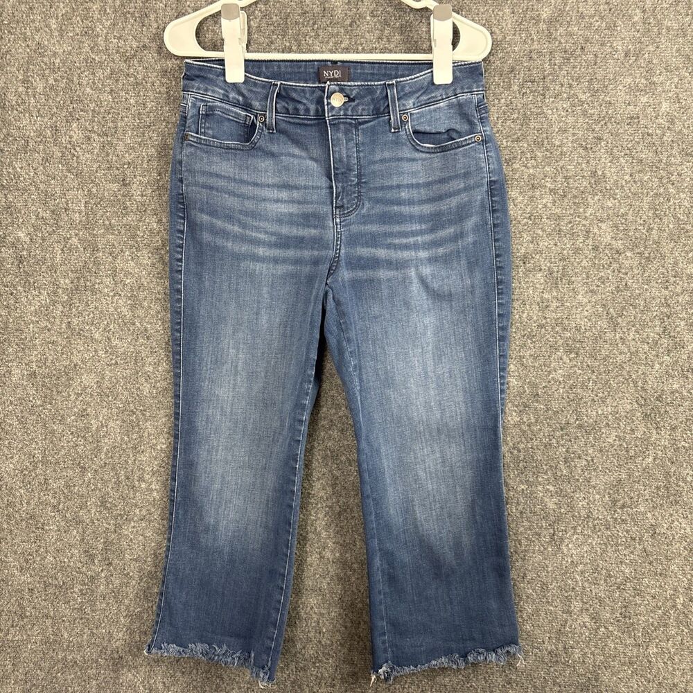 NYDJ Jeans Womens Size 8 Blue Lift x Tuck Stretch Modern Raw Hem Crop